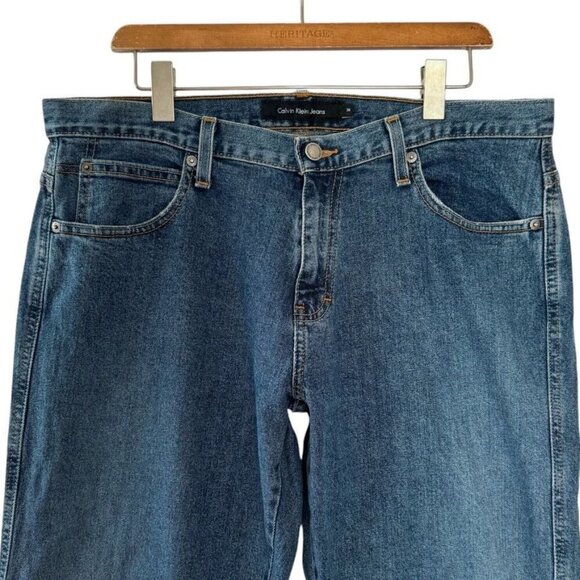 Y2K Calvin Klein Mid Rise Loose Fit Straight Leg Stretch Jeans Size 14 - Picture 3 of 12